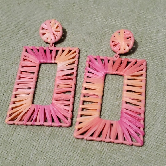 Jewelry - Rectangle peach orange pink earrings
